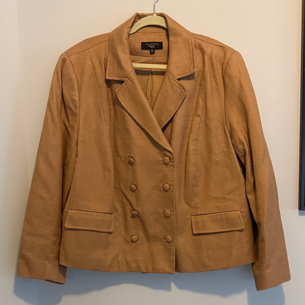 Talbots Tan Double-Breasted Blazer - image 1